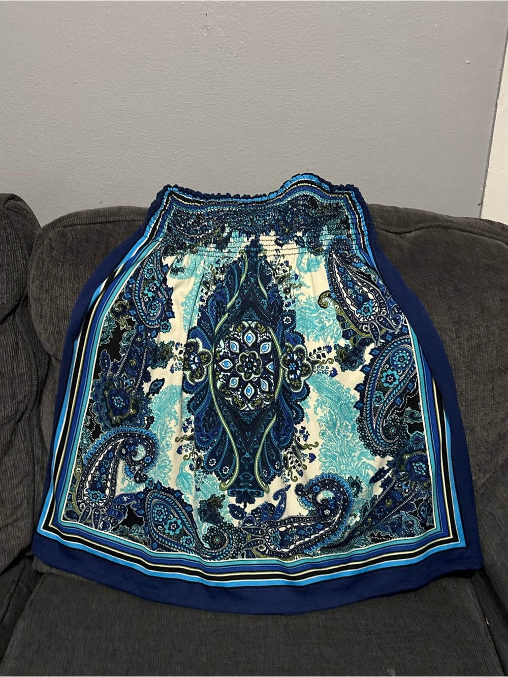 Blue Paisley Print Women’s Swim Cover-Up Skirt